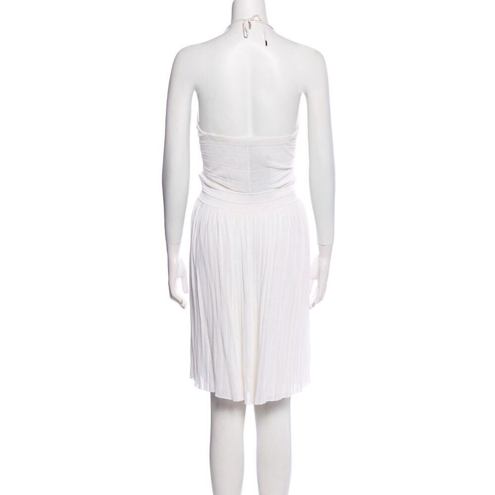NWT Authentic GUCCI Ivory Pleated Halter V-Neck Stretch Dress Size Medium - Picture 3 of 12